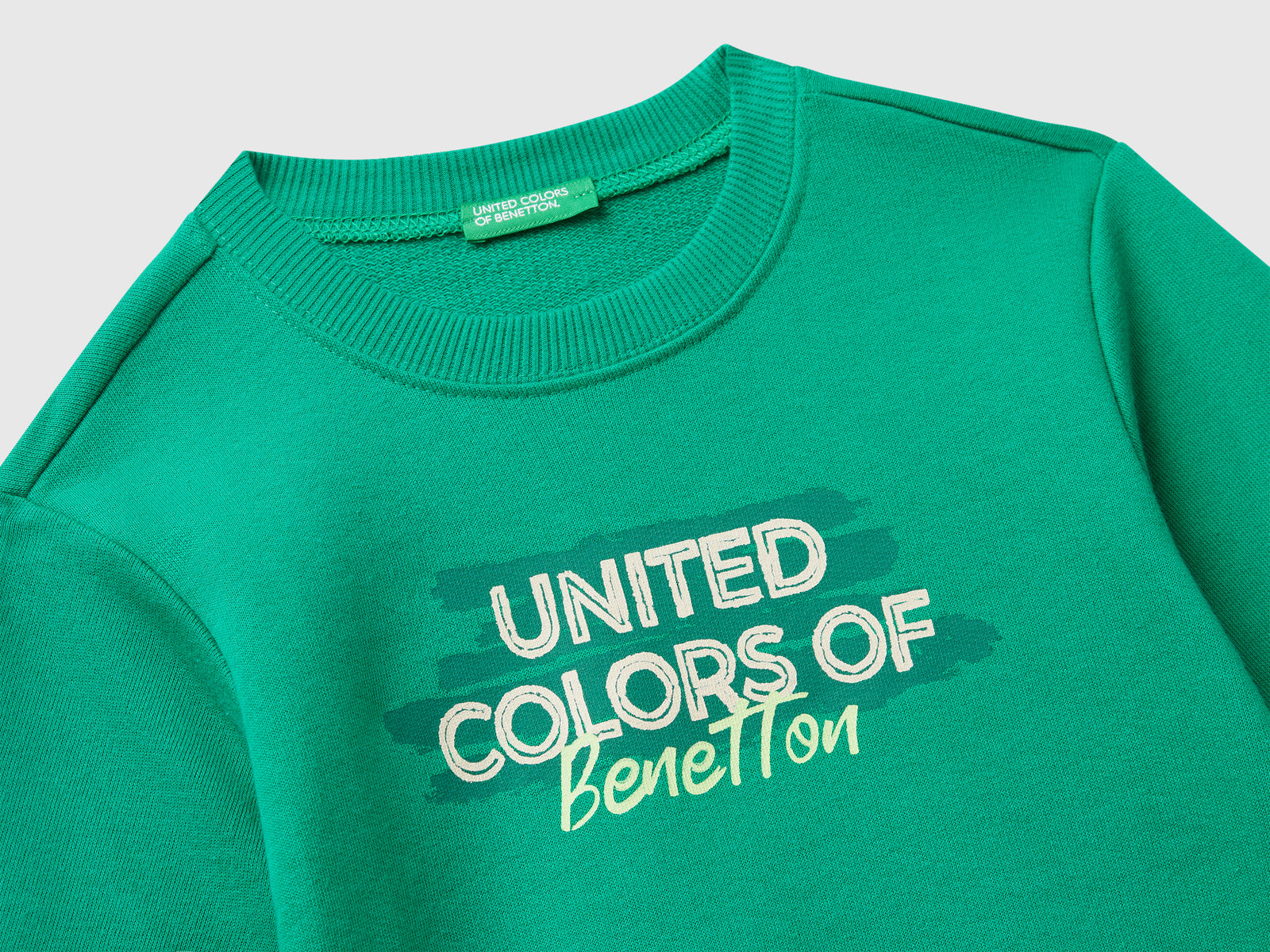 Felpa regular fit con stampa da bimbo verde 3 | Benetton Outlet