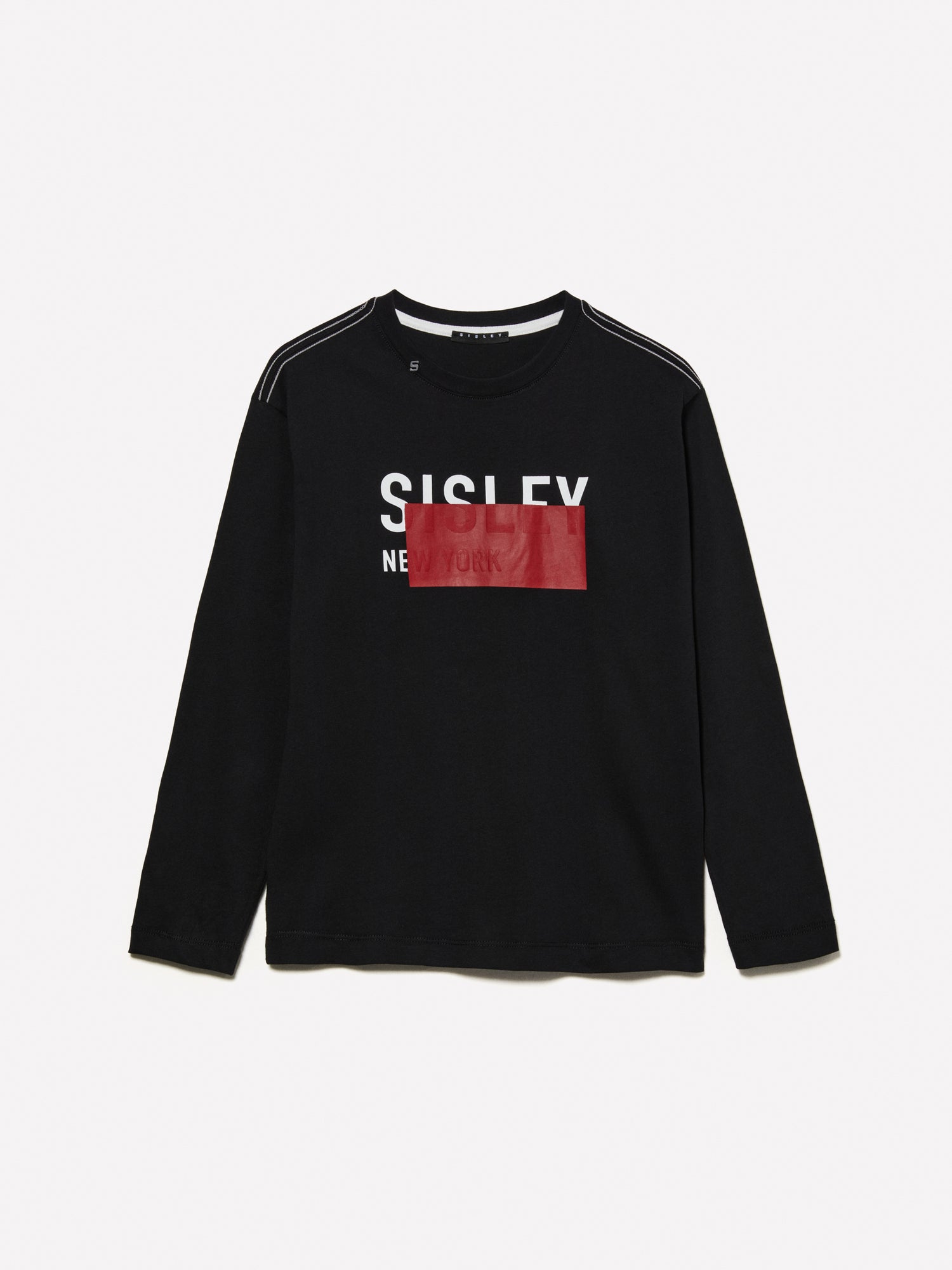 T-shirt con stampa a rilievo da bambino nero | Sisley young Outlet