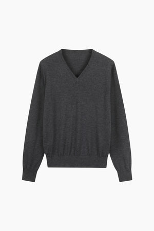 Maglia 100% lana con scollo a V