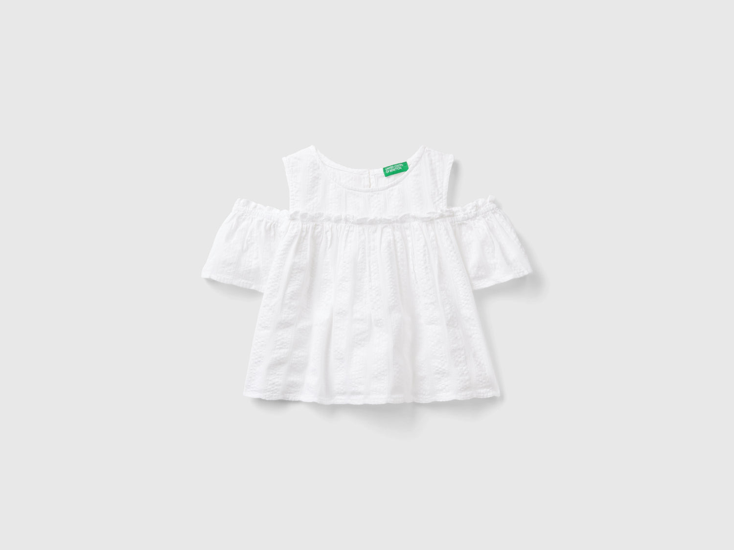 Blusa con rouches da bambina bianco | Benetton Outlet