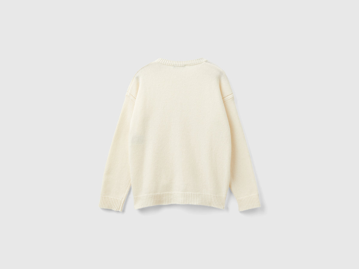 Cardigan girocollo con logo in strass