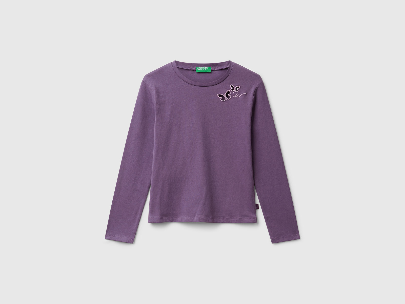 T-shirt con farfalle cut out da bambina viola | Benetton Outlet