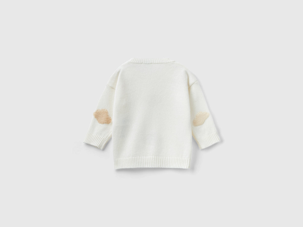 Maglia con nuvolette in misto lana riciclata