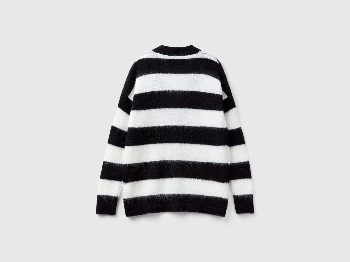 Cardigan a righe in misto alpaca