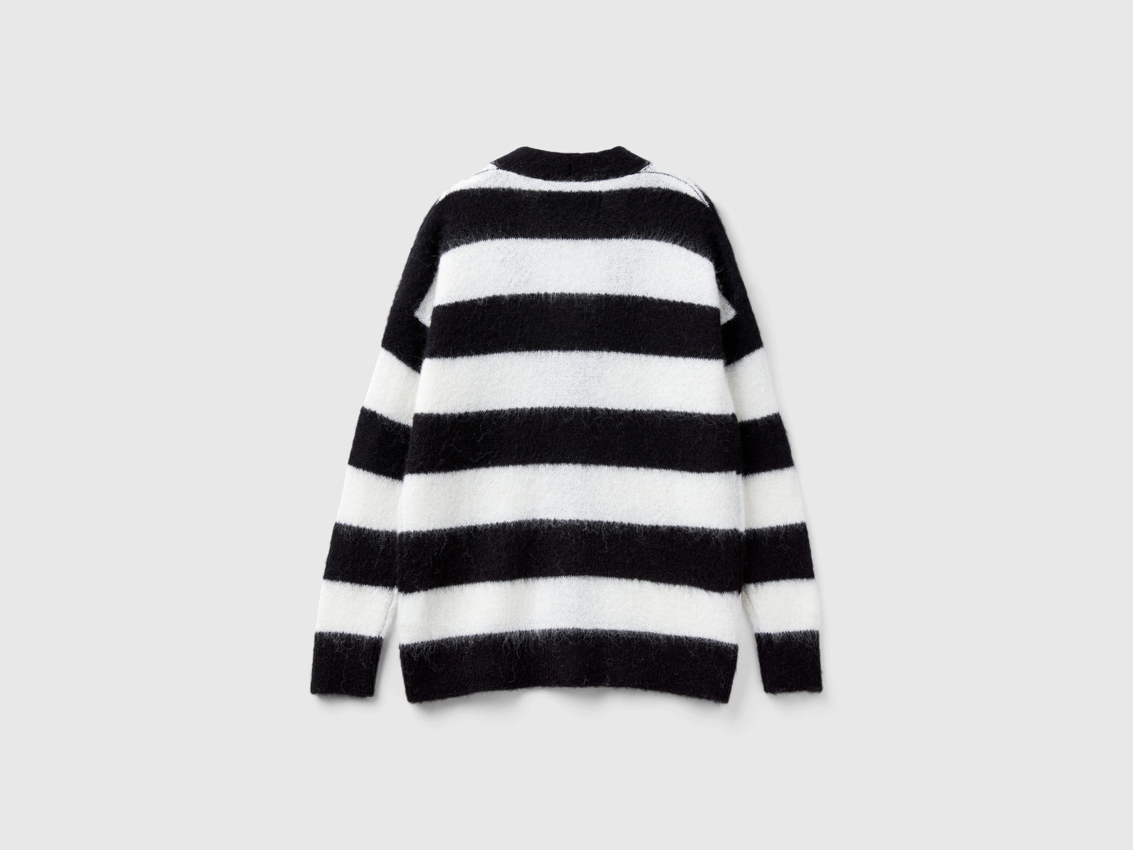 Cardigan a righe in misto alpaca da donna nero 2 | Benetton Outlet