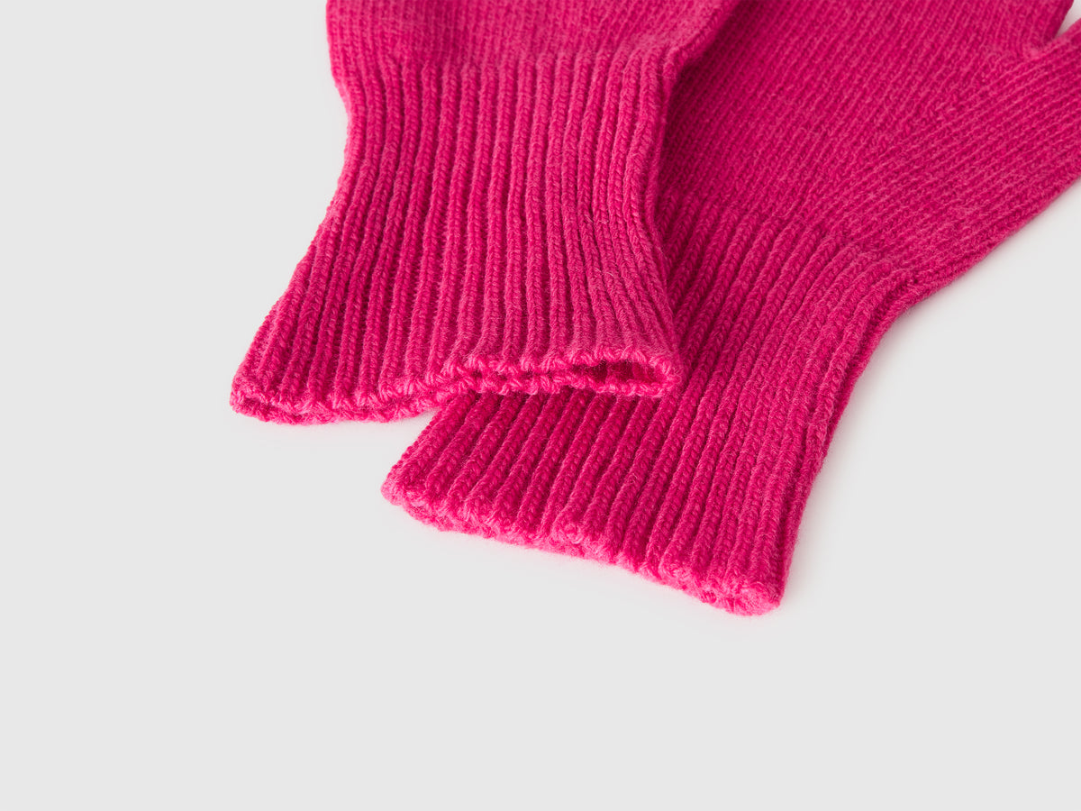 Guanti fucsia in pura lana Merino
