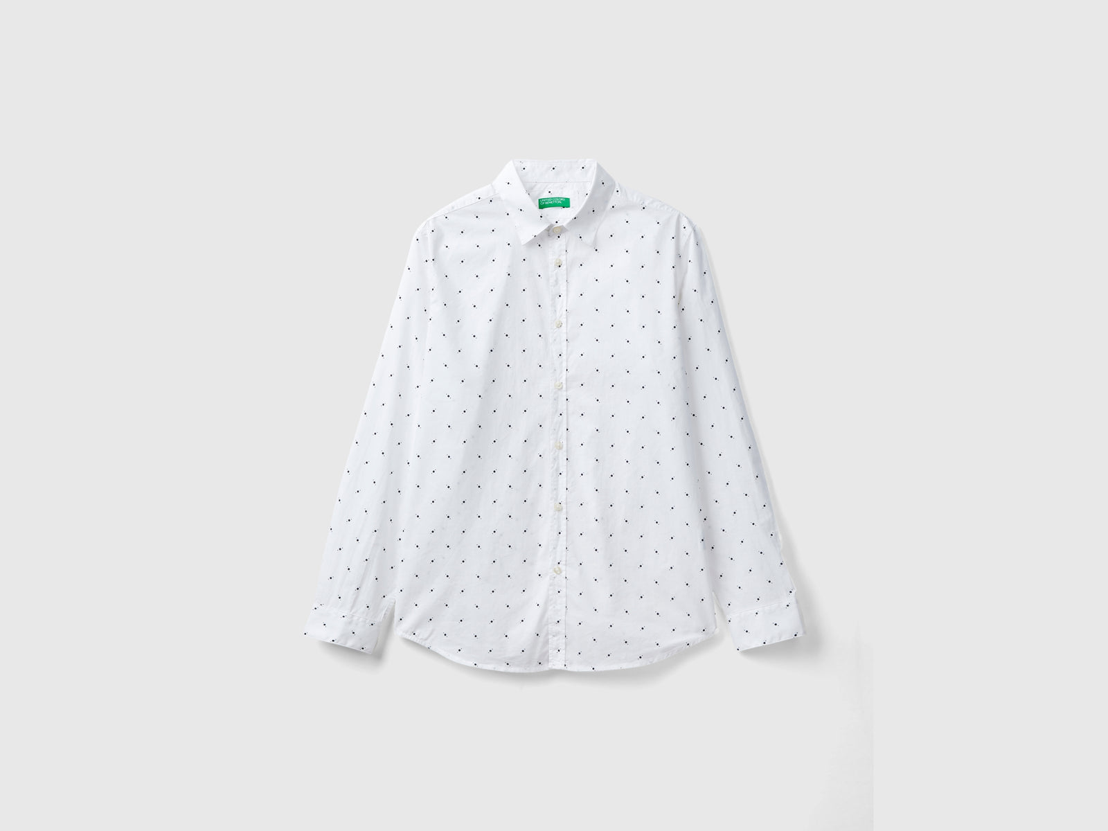 Camicia fantasia slim fit da uomo bianco | Benetton Outlet