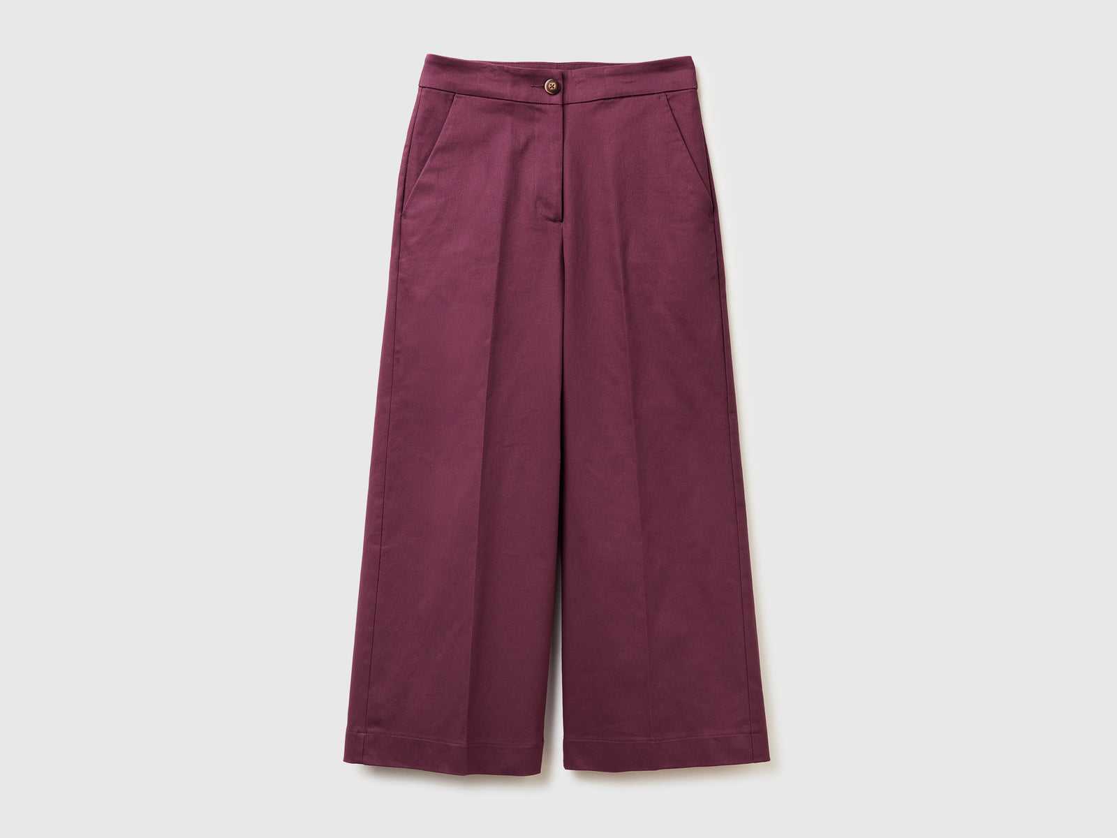 Pantaloni ampi a vita alta da donna prugna | Benetton Outlet