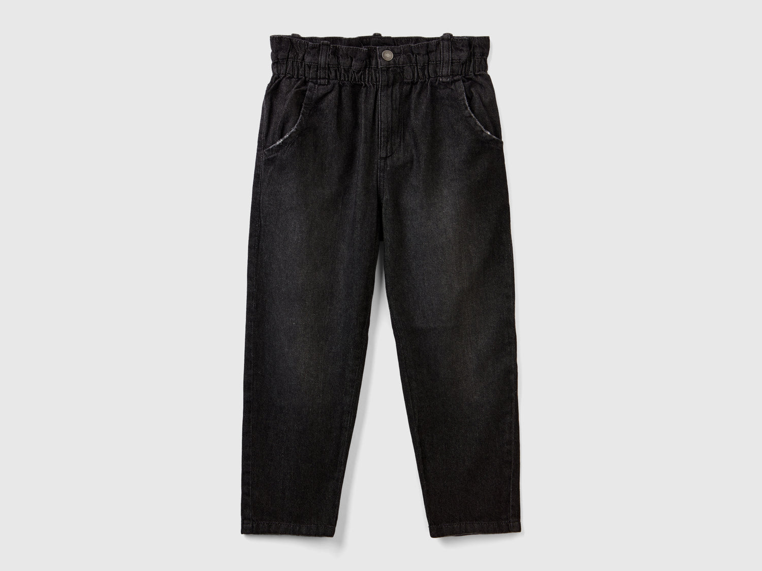 Jeans paperbag 100% cotone da bambina nero | Benetton Outlet