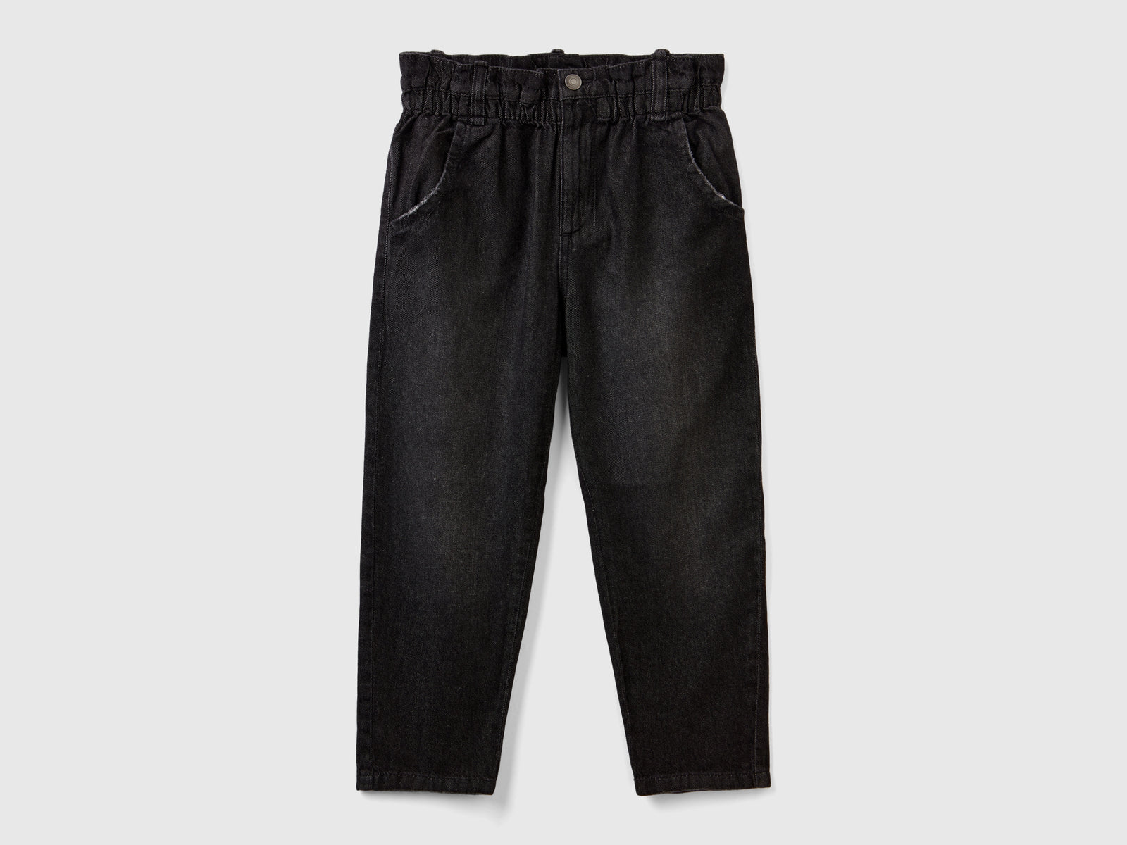 Jeans paperbag 100% cotone da bambina nero | Benetton Outlet