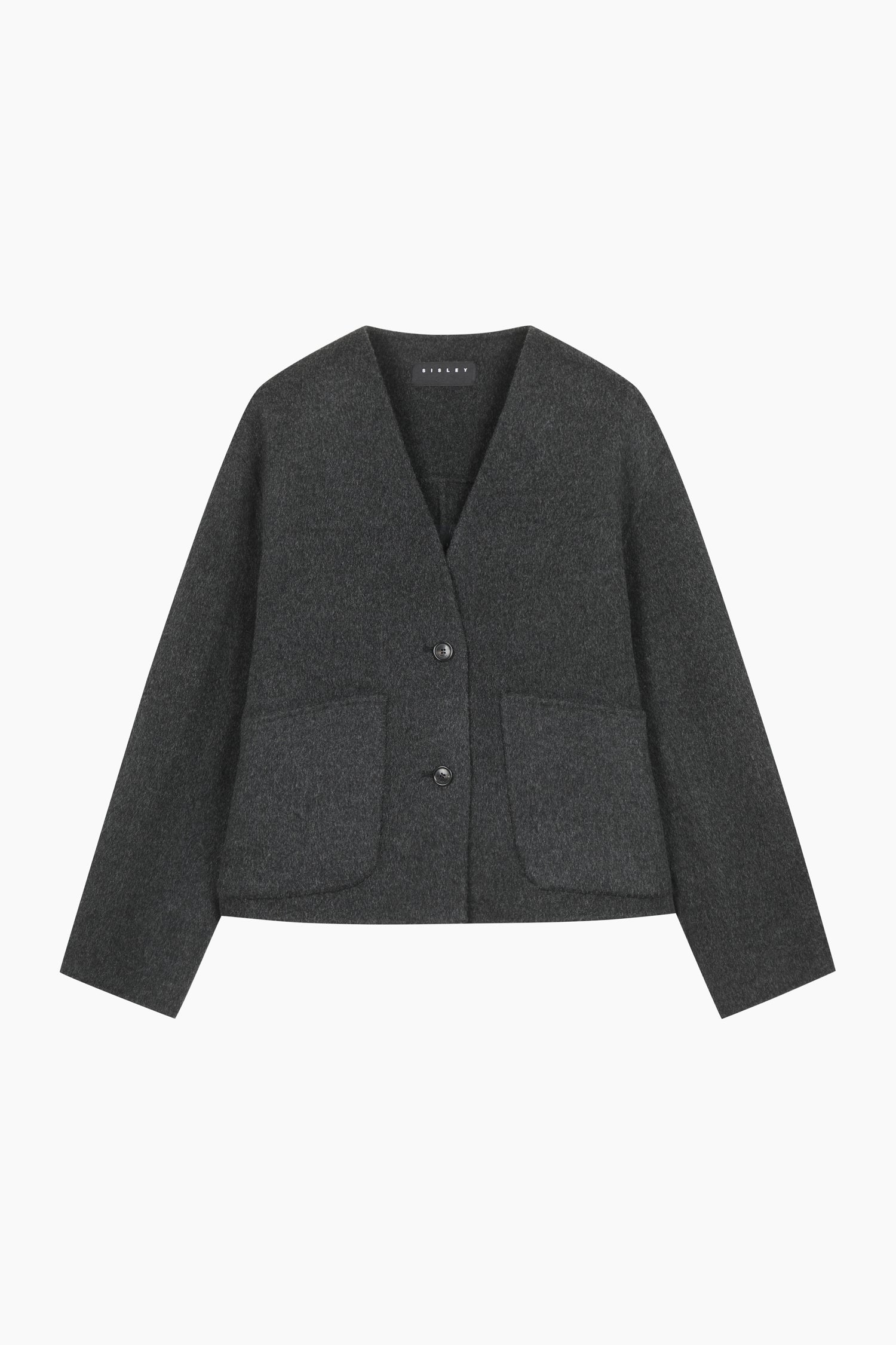 Cardigan corto in lana leggera con scollo a V da donna grigio scuro | Sisley Outlet