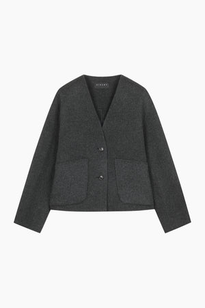 Cardigan corto in lana leggera con scollo a V