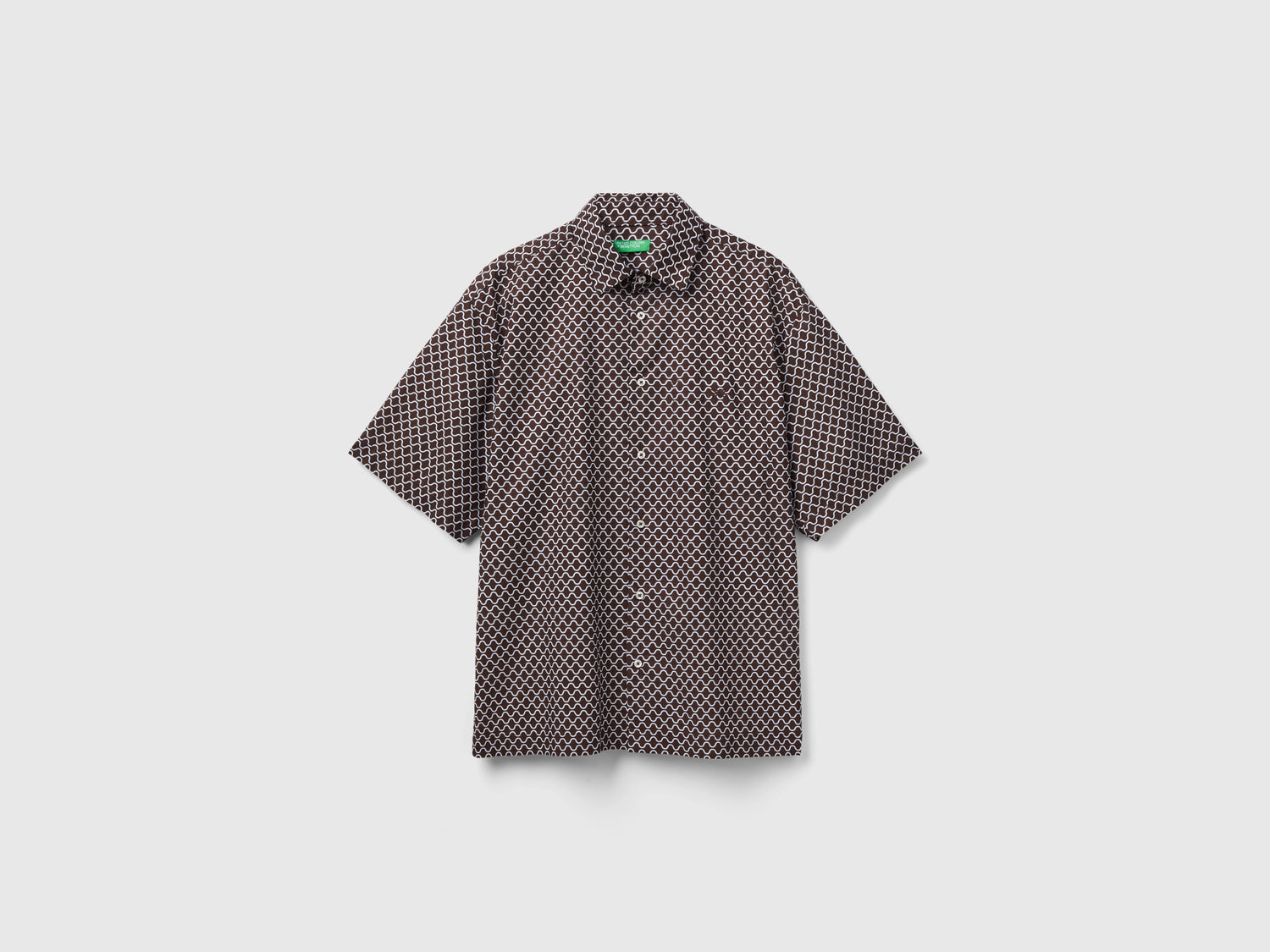 Camicia con motivo onde da uomo marrone scuro | Benetton Outlet