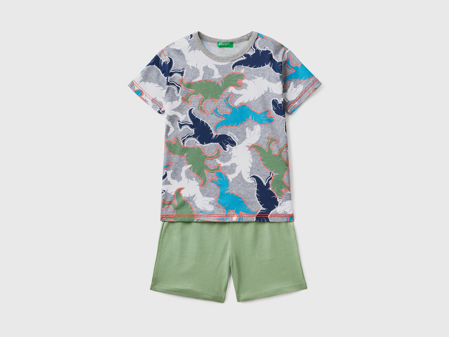 Pigiama corto in puro cotone leggero arricchito da dettagli luminescenti da bambino multi-color | Benetton Outlet