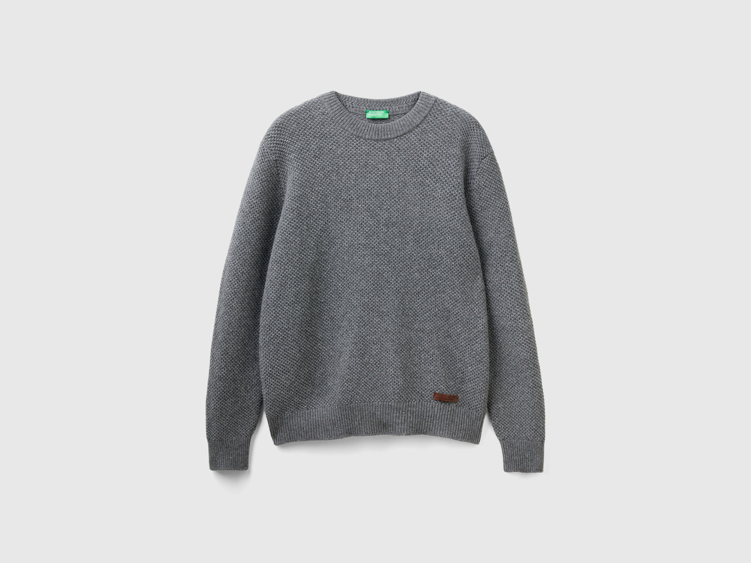 Maglia girocollo in misto lana da uomo grigio scuro | Benetton Outlet