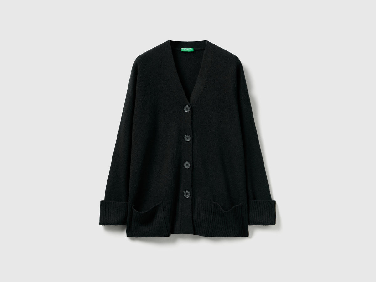 Cardigan over fit in misto lana