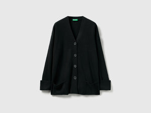Cardigan over fit in misto lana