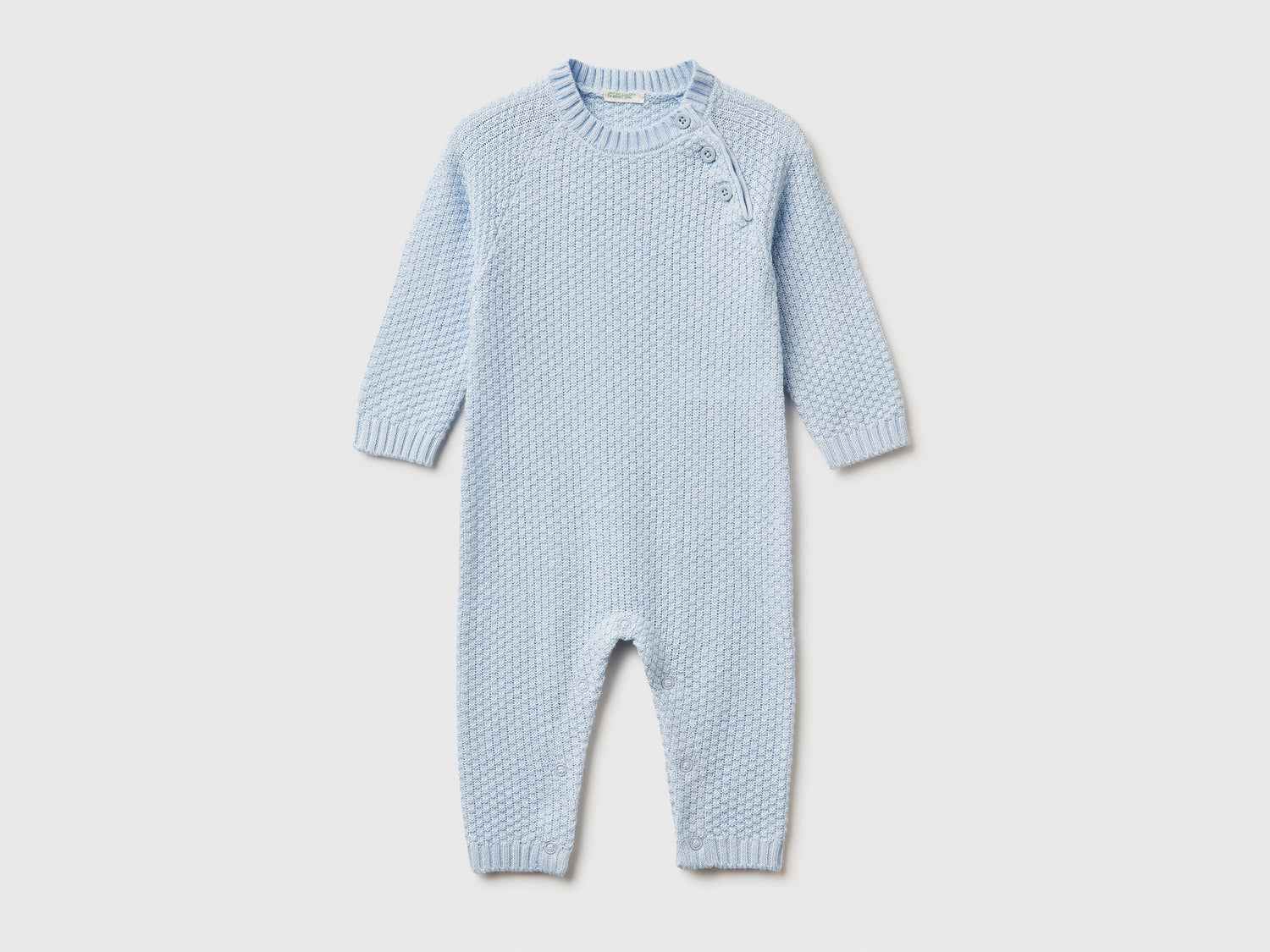 Tuta girocollo in maglia da neonato celeste | Benetton Outlet