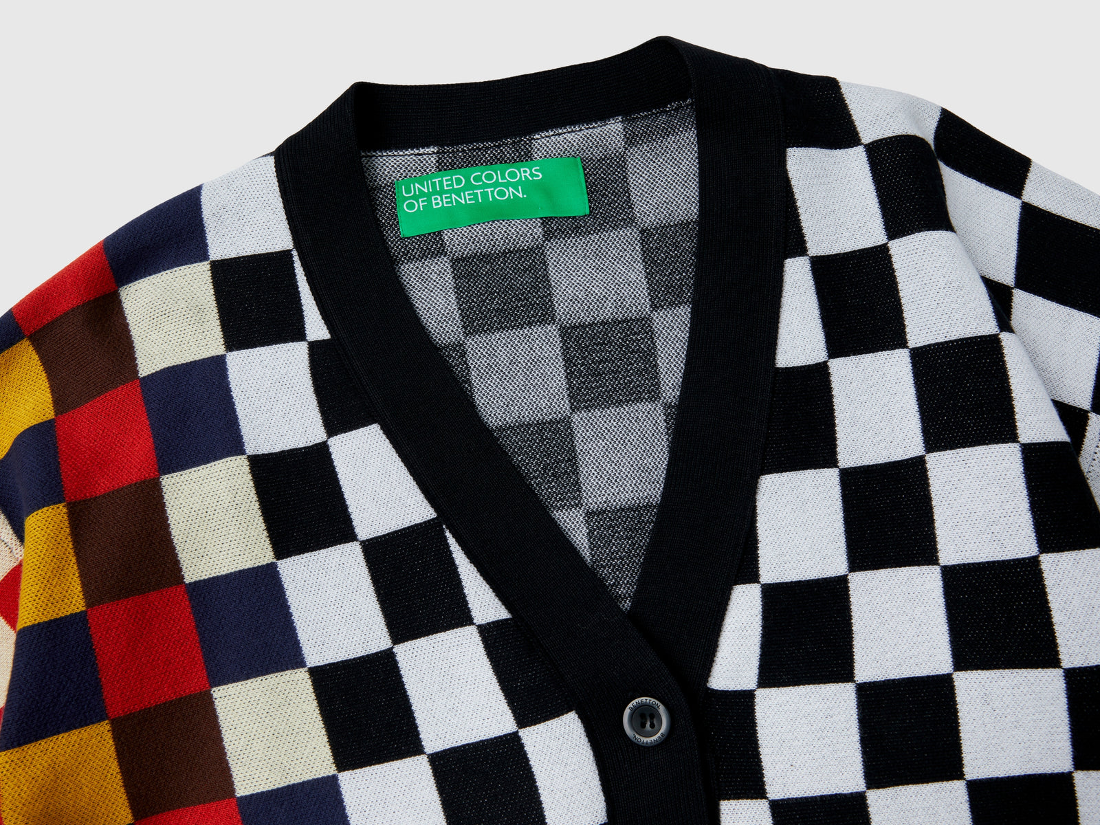 Cardigan a quadri da donna nero 3 | Benetton Outlet