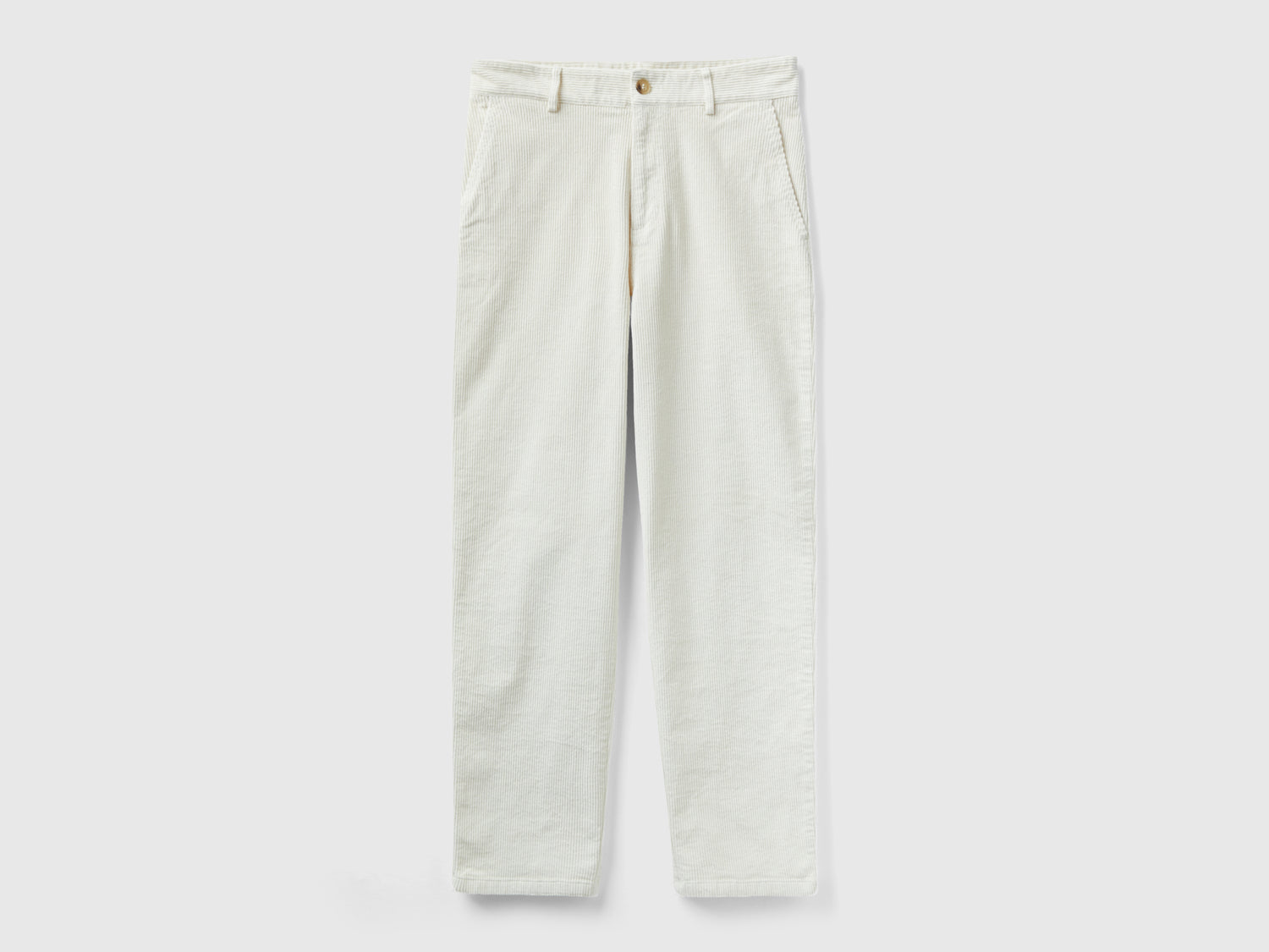 Pantaloni morbidi in velluto a coste da donna bianco panna | Benetton Outlet