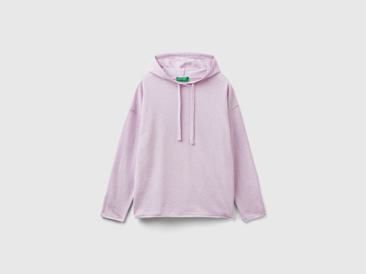 Maglia chiaro misto cashmere con cappuccio