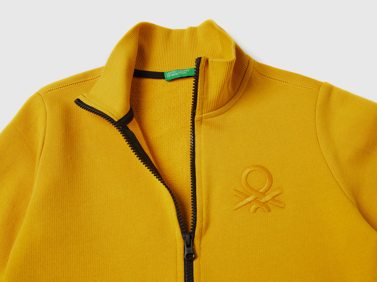 Felpa con zip in puro cotone