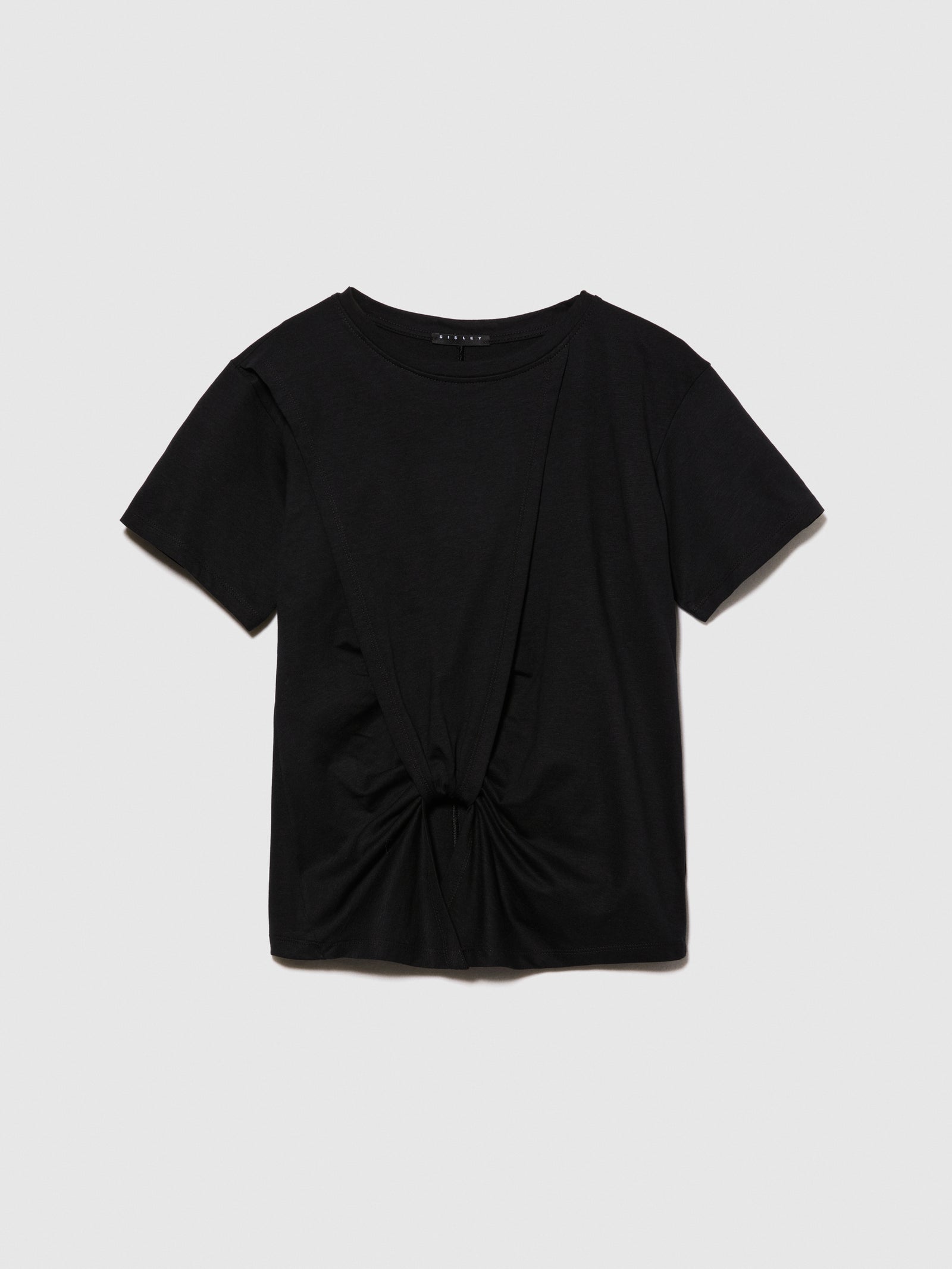 T-shirt con annodo da donna nero | Sisley Outlet