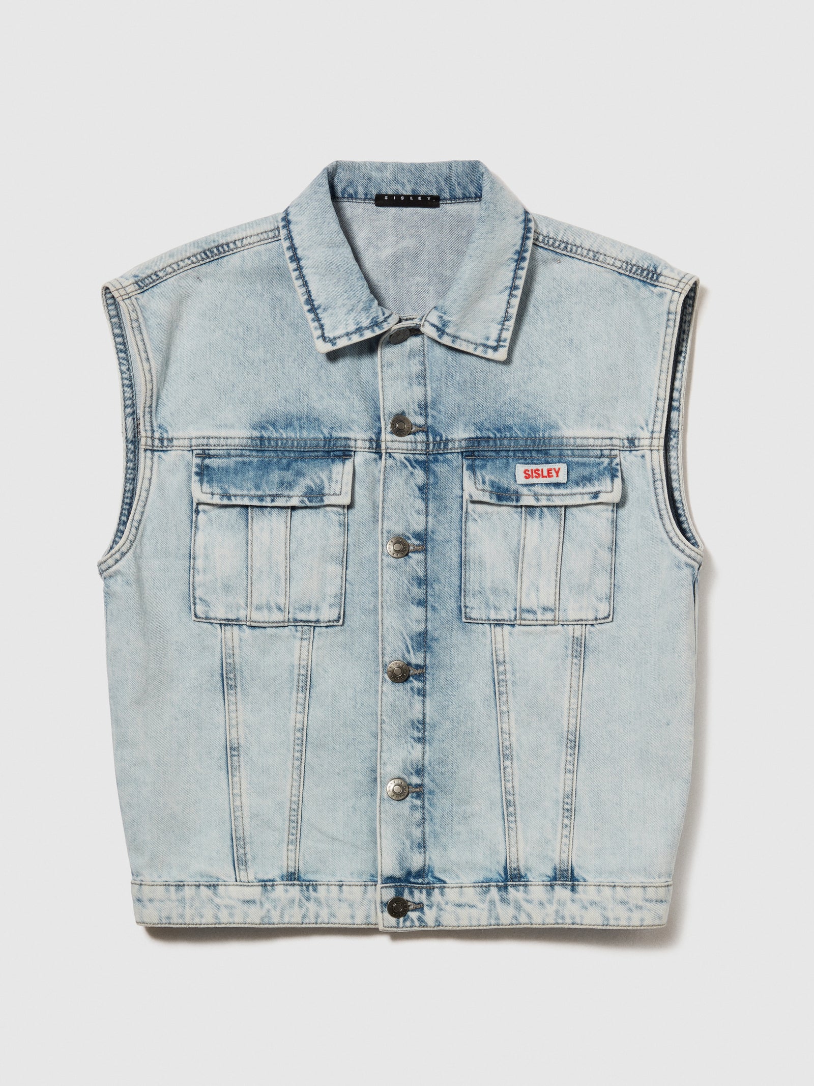 Smanicato di jeans con tasconi da bambino azzurro | Sisley young Outlet