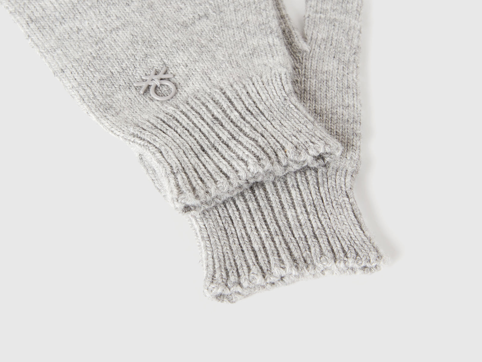 Guanti in maglia con logo da bambino grigio chiaro 3 | Benetton Outlet