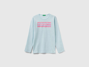 T-shirt manica lunga con stampa glitter