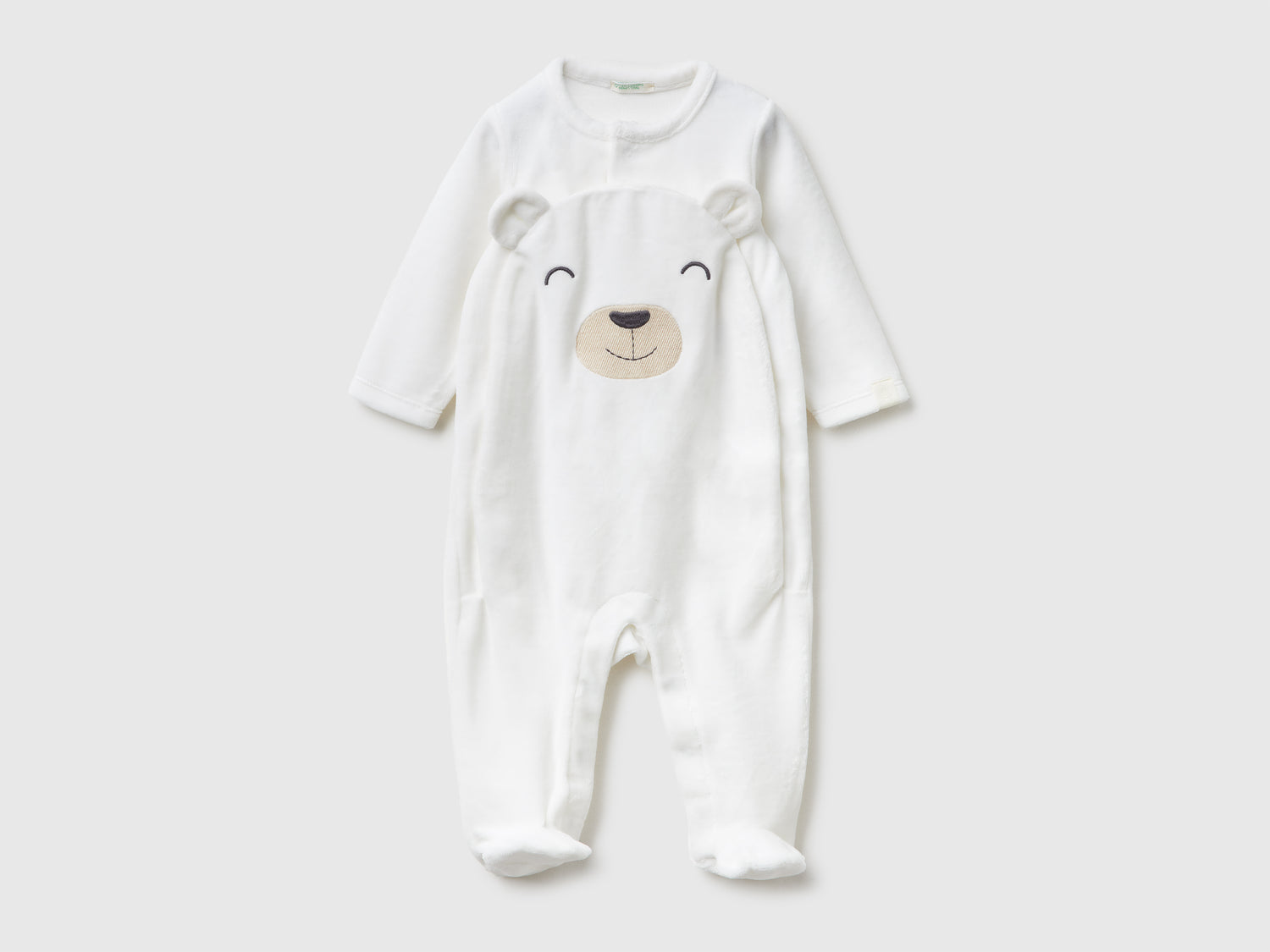 Tutina animaletto in ciniglia da neonato bianco panna | Benetton Outlet