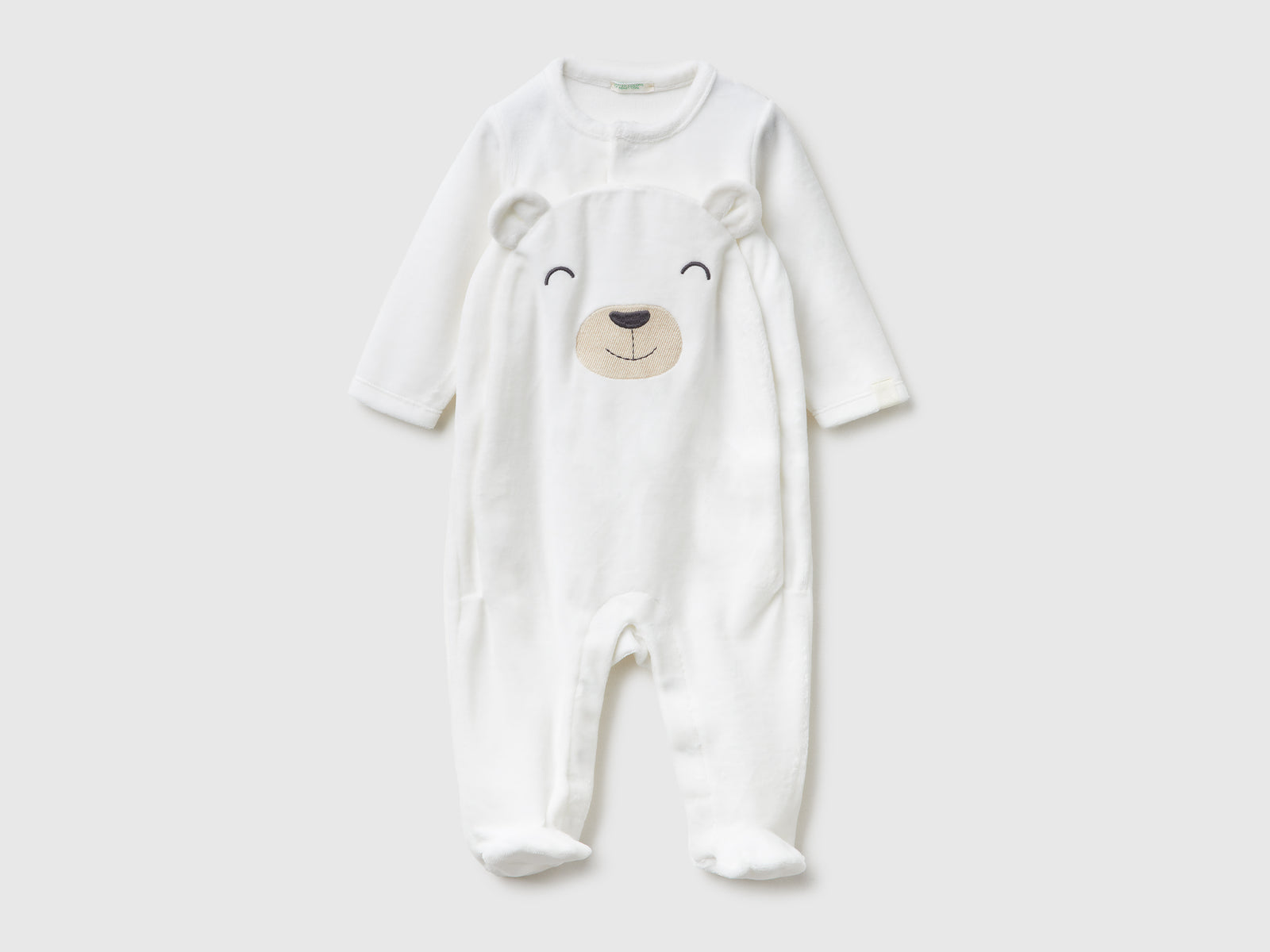 Tutina animaletto in ciniglia da neonato bianco panna | Benetton Outlet