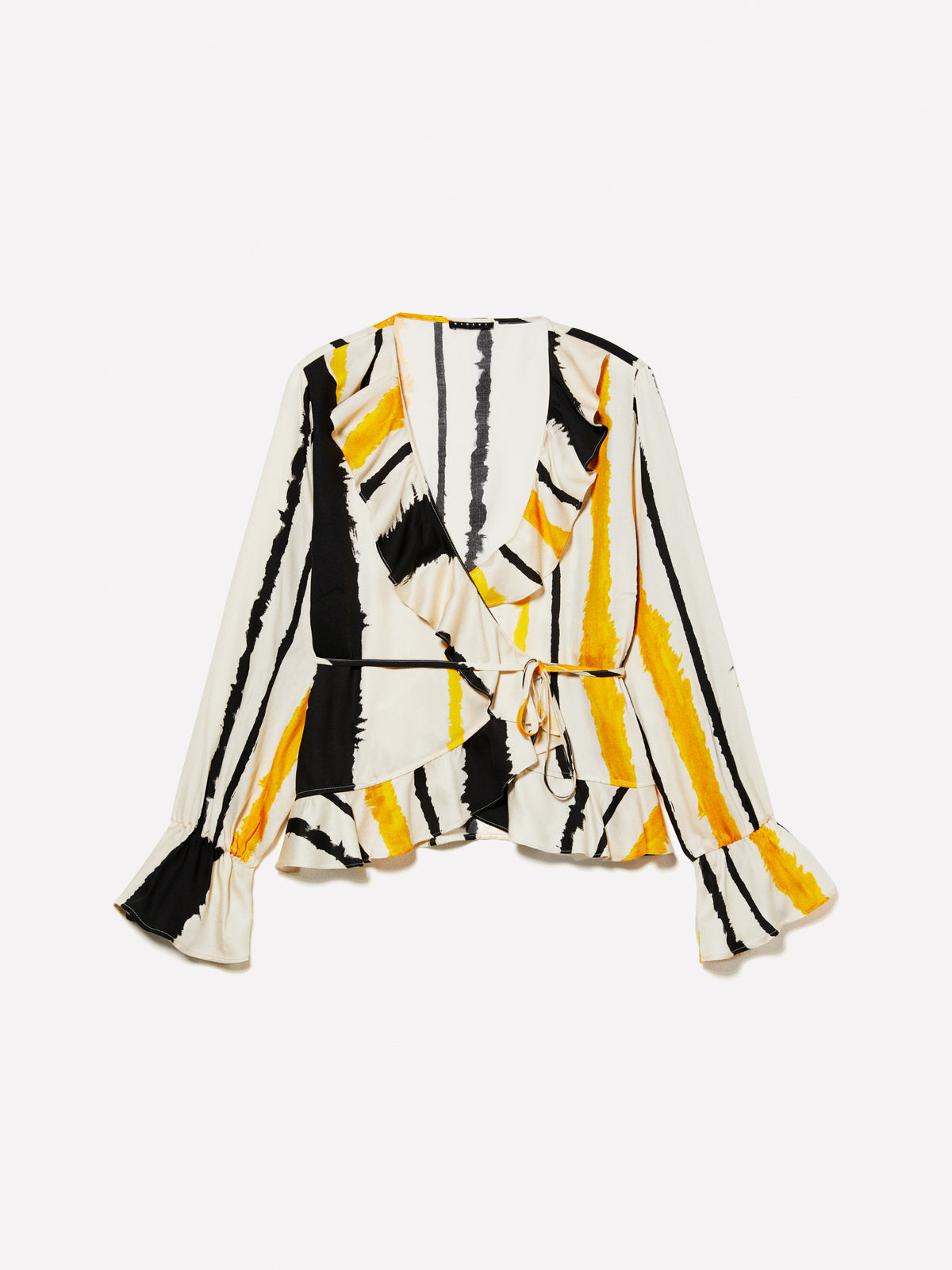 Blusa incrociata con volat