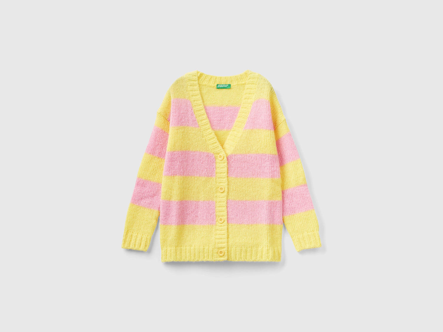 Cardigan a righe bicolor da bambina giallo | Benetton Outlet