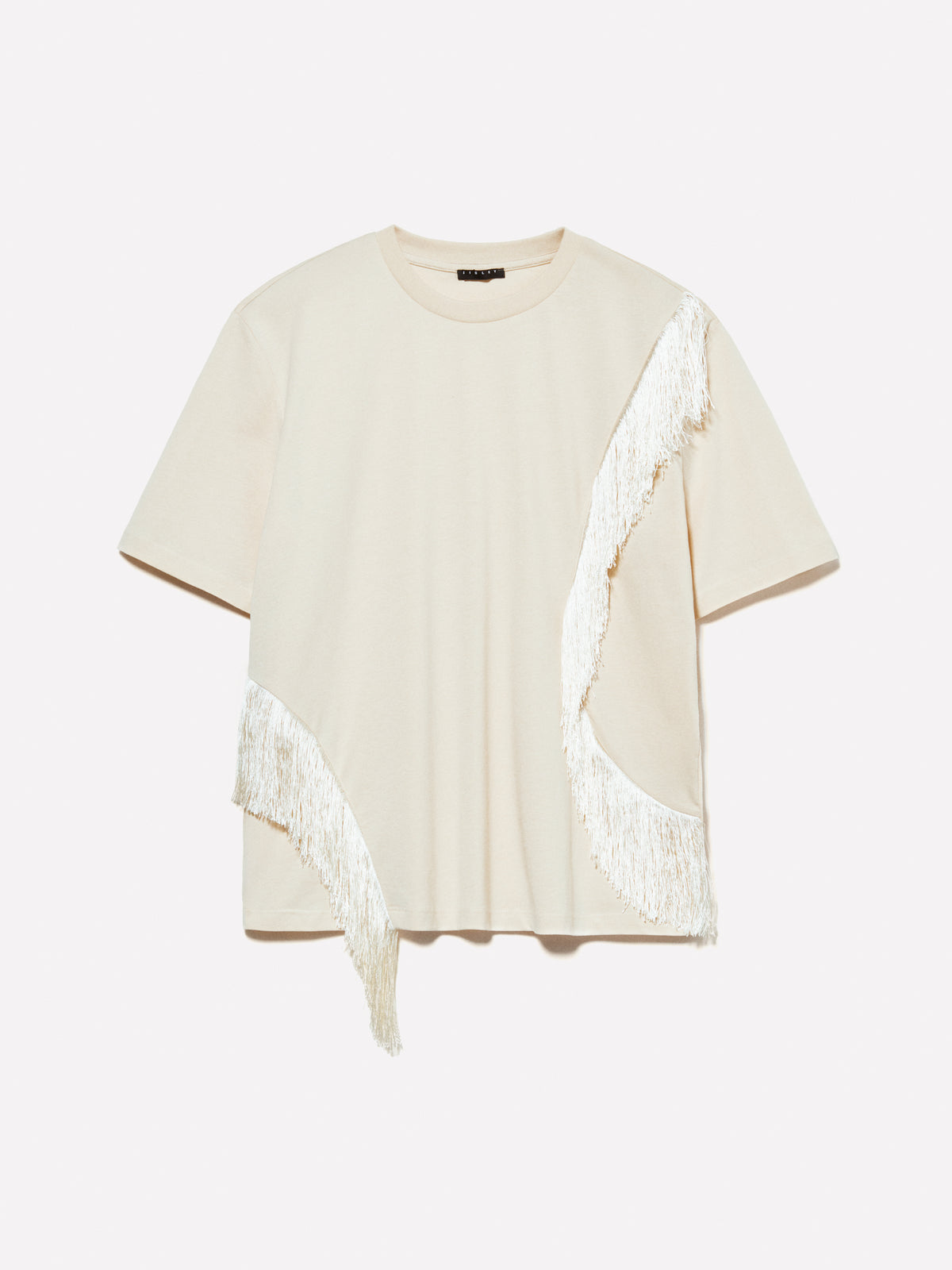 T-shirt sabbia con frange