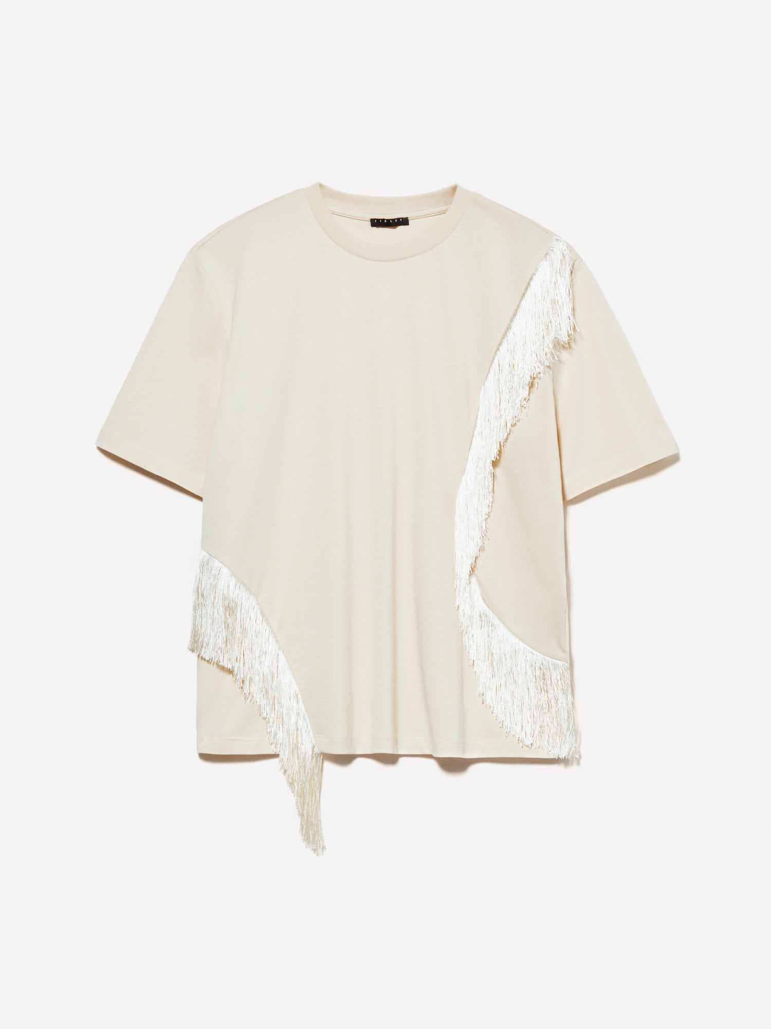 Sand T-shirt with fringe da donna beige | Sisley Outlet
