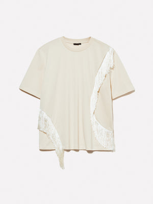 T-shirt sabbia con frange