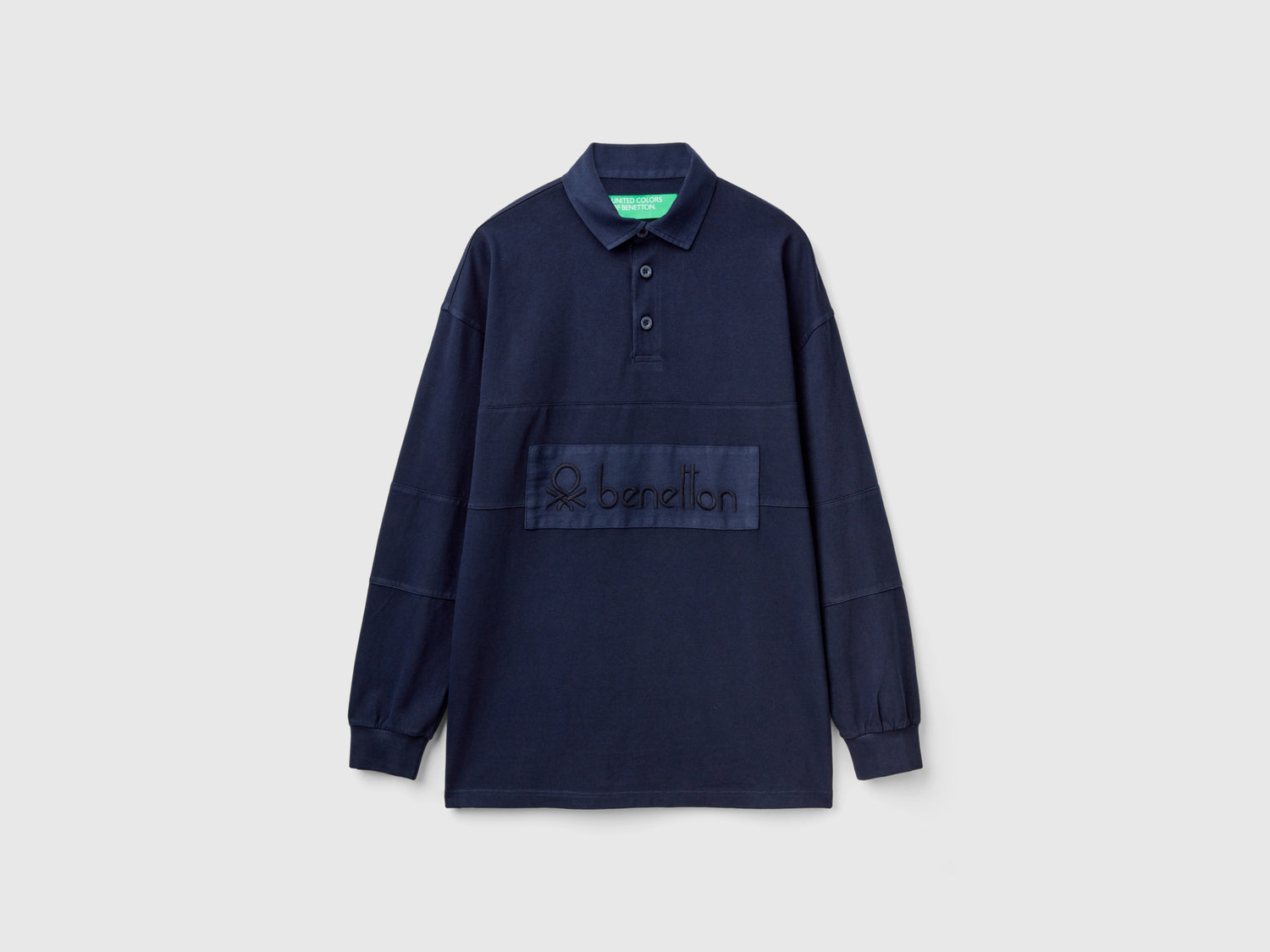 Polo rugby in puro cotone da uomo blu scuro | Benetton Outlet