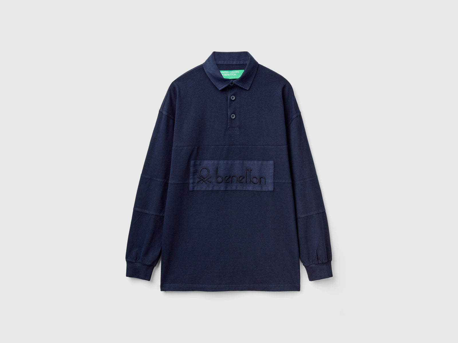 Polo rugby in puro cotone da uomo blu scuro | Benetton Outlet