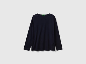 T-shirt girocollo in cotone a fibra lunga