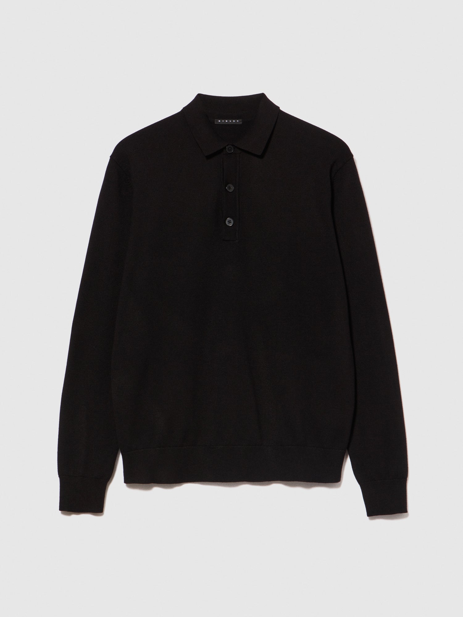 Polo in maglia da uomo nero | Sisley Outlet