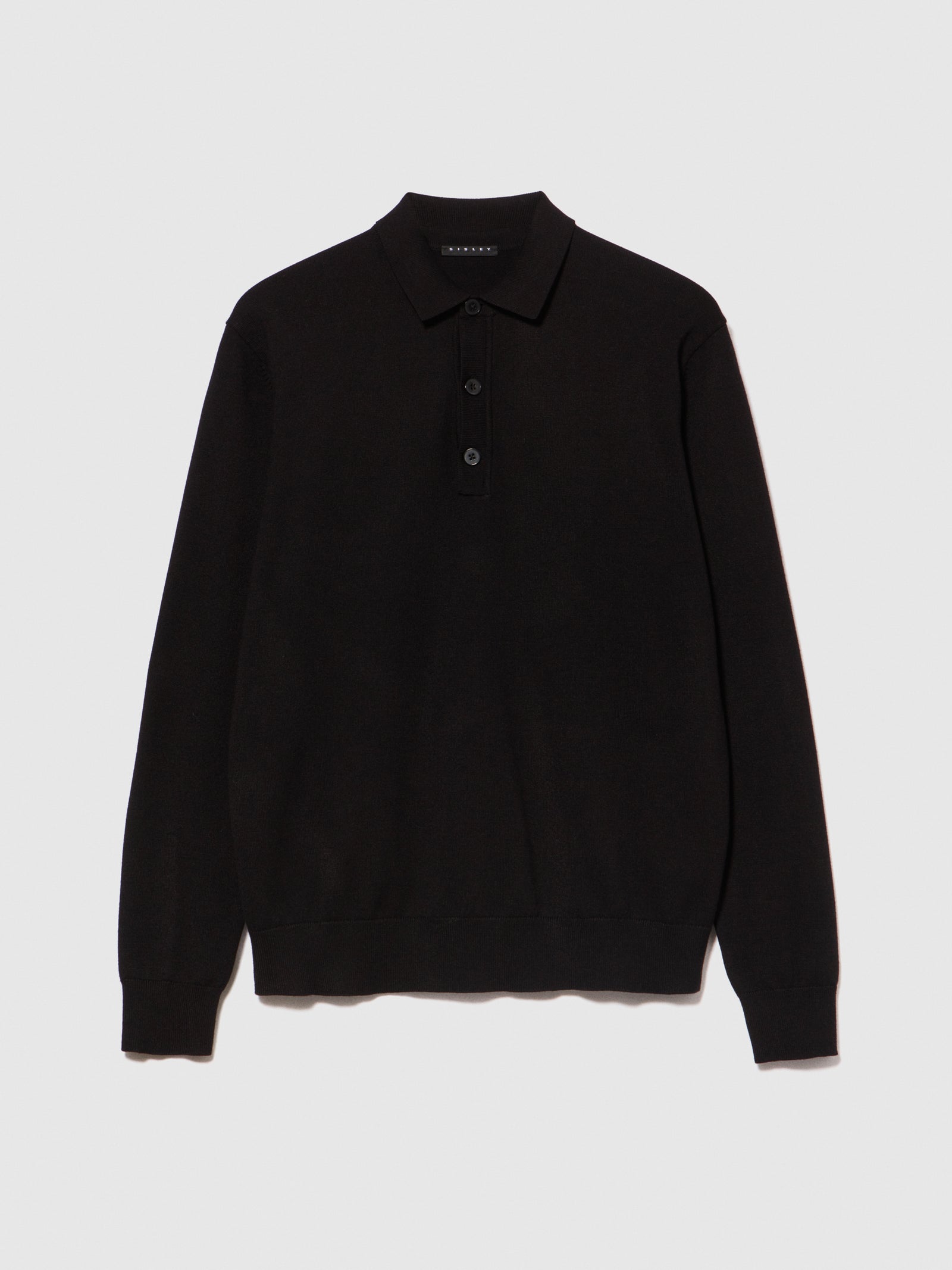 Polo in maglia da uomo nero | Sisley Outlet