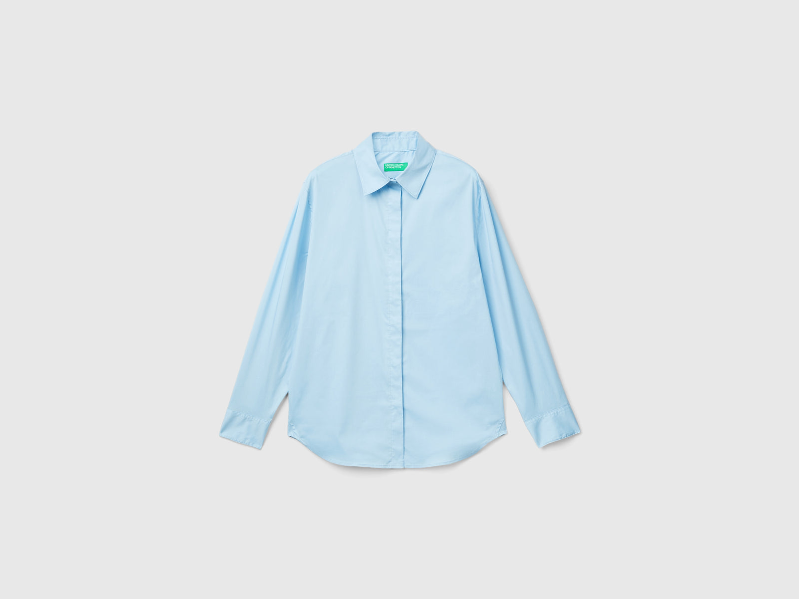 Camicia in misto cotone stretch da donna azzurro | Benetton Outlet