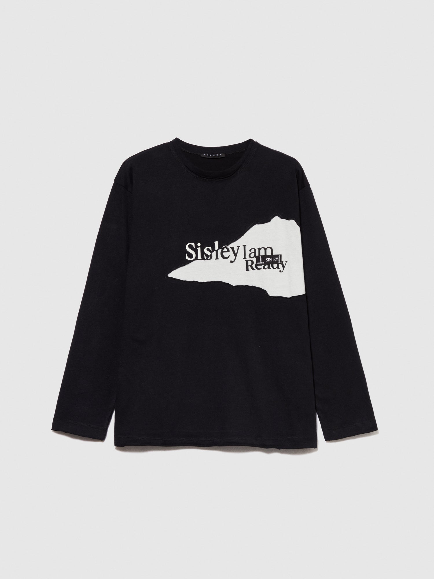 T-shirt color block con stampa da bambino nero | Sisley young Outlet