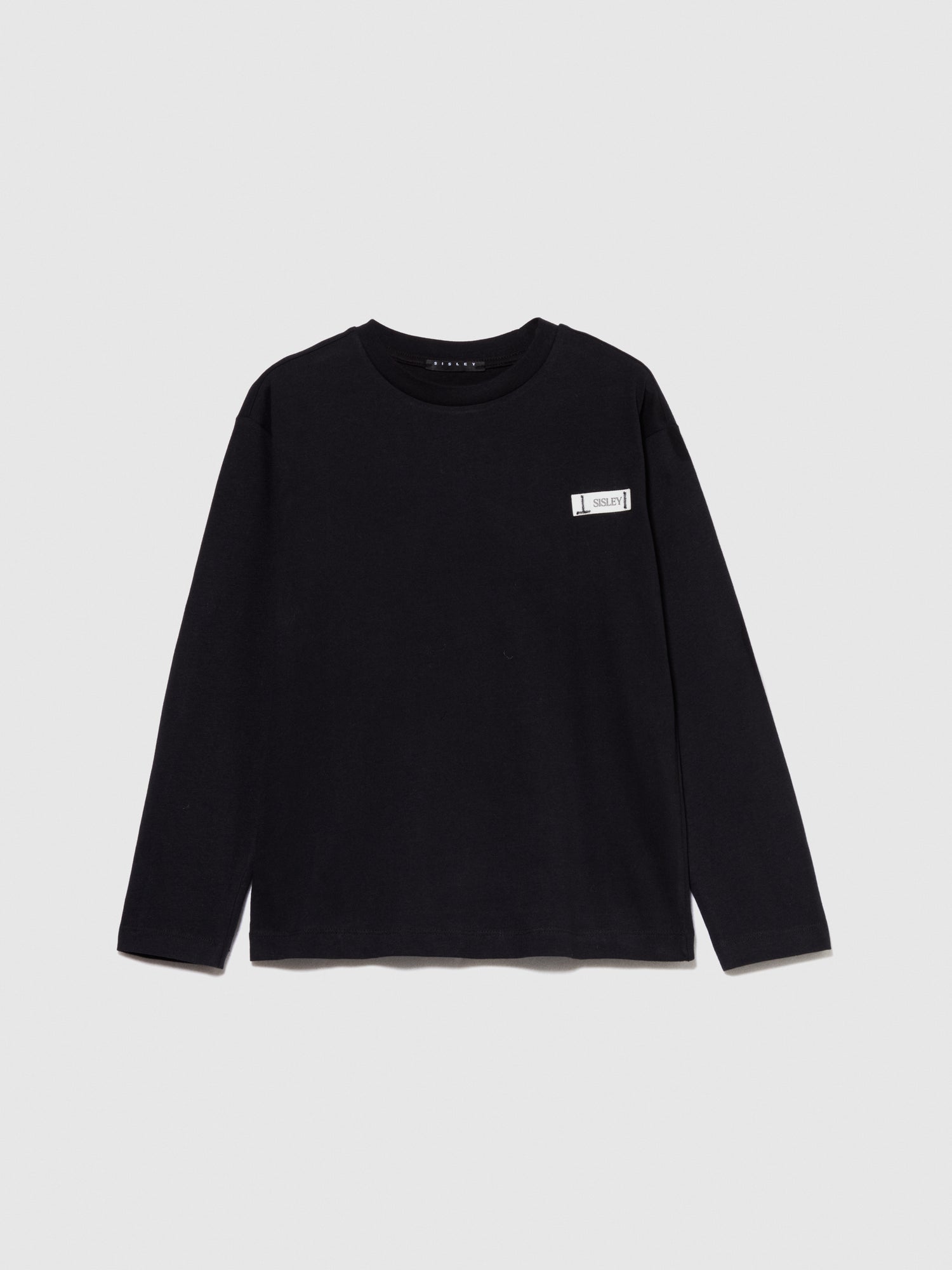 T-shirt over con stampa da bambino nero | Sisley young Outlet