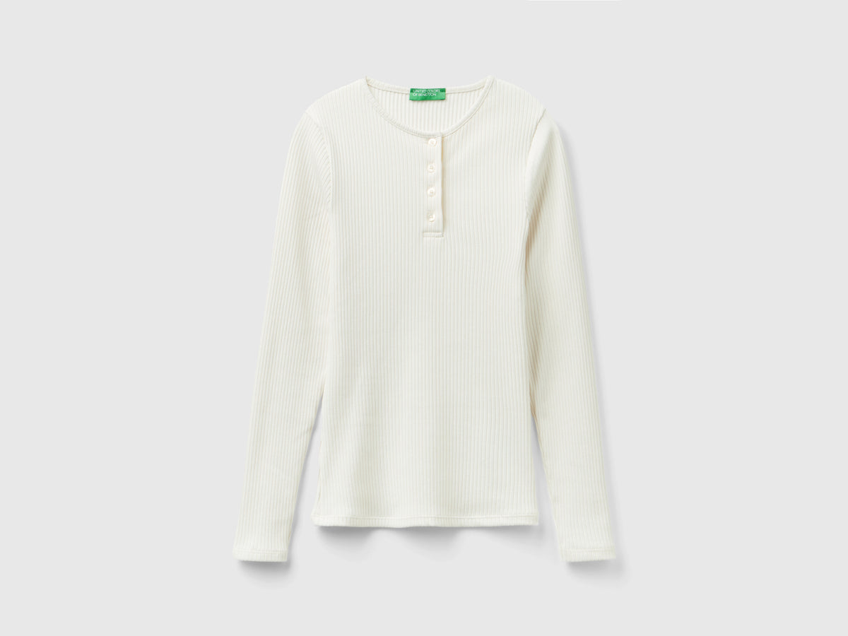 T-shirt serafino a costine