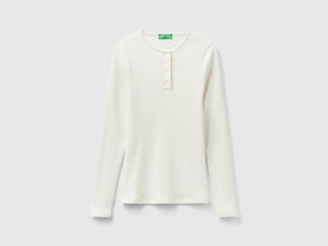 T-shirt serafino a costine