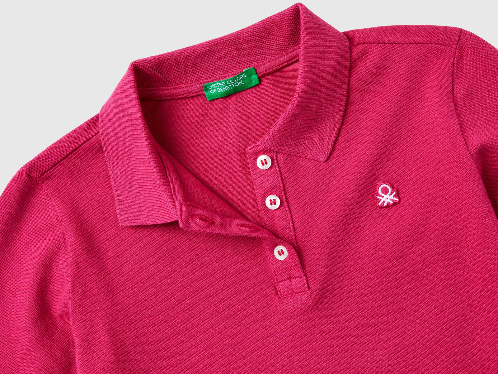 Polo manica lunga in cotone bio da bambina ciclamino 2 | Benetton Outlet