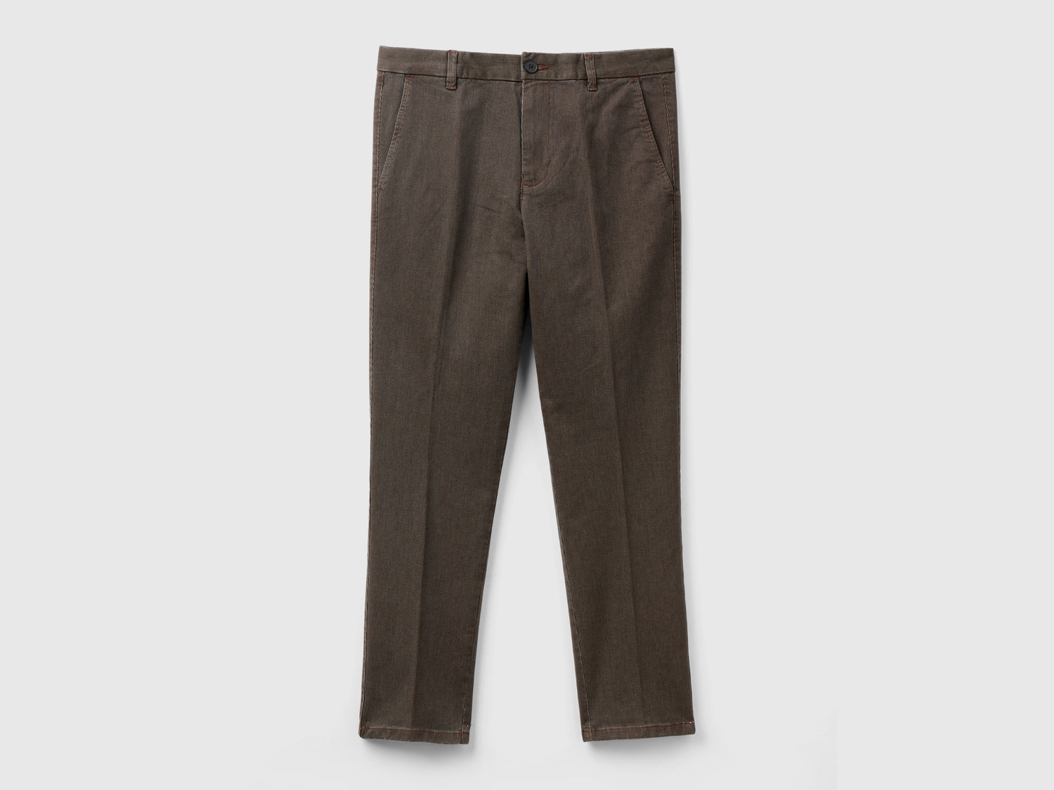 Chino micro fantasia slim fit da uomo marrone | Benetton Outlet