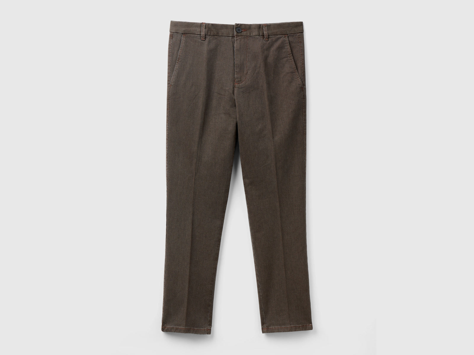 Chino micro fantasia slim fit da uomo marrone | Benetton Outlet